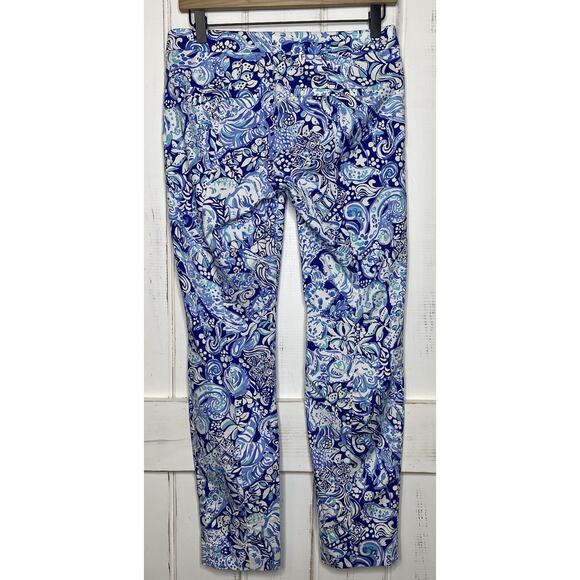 Lilly Pulitzer Kelly Skinny Ankle Pant Royal Purple 60 Animals Stretch Resort 2 - Picture 2 of 8